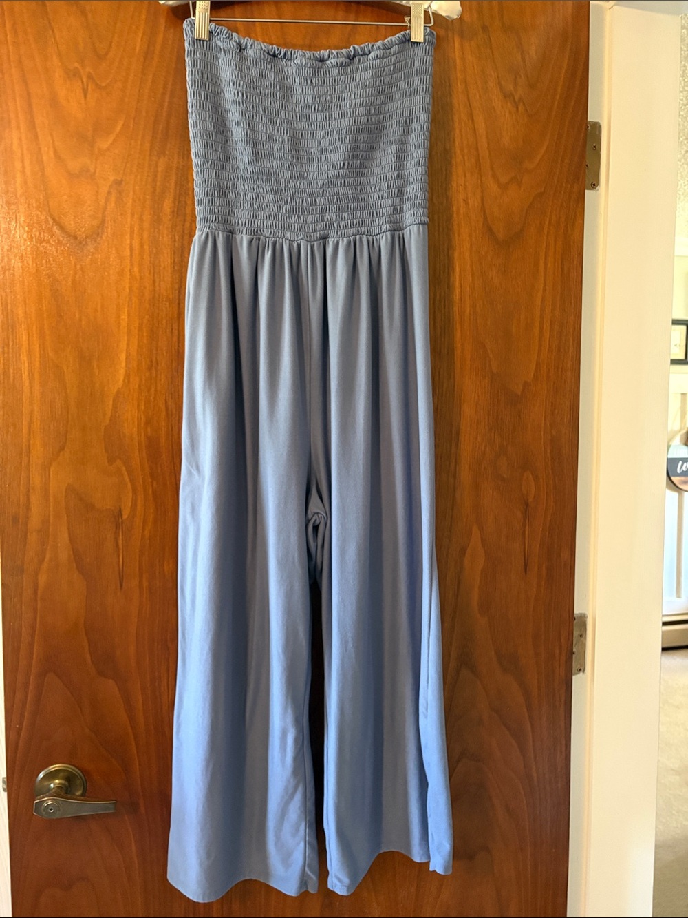 Streetwear Society Light Blue Smocked Wide-Leg Jumpsuit